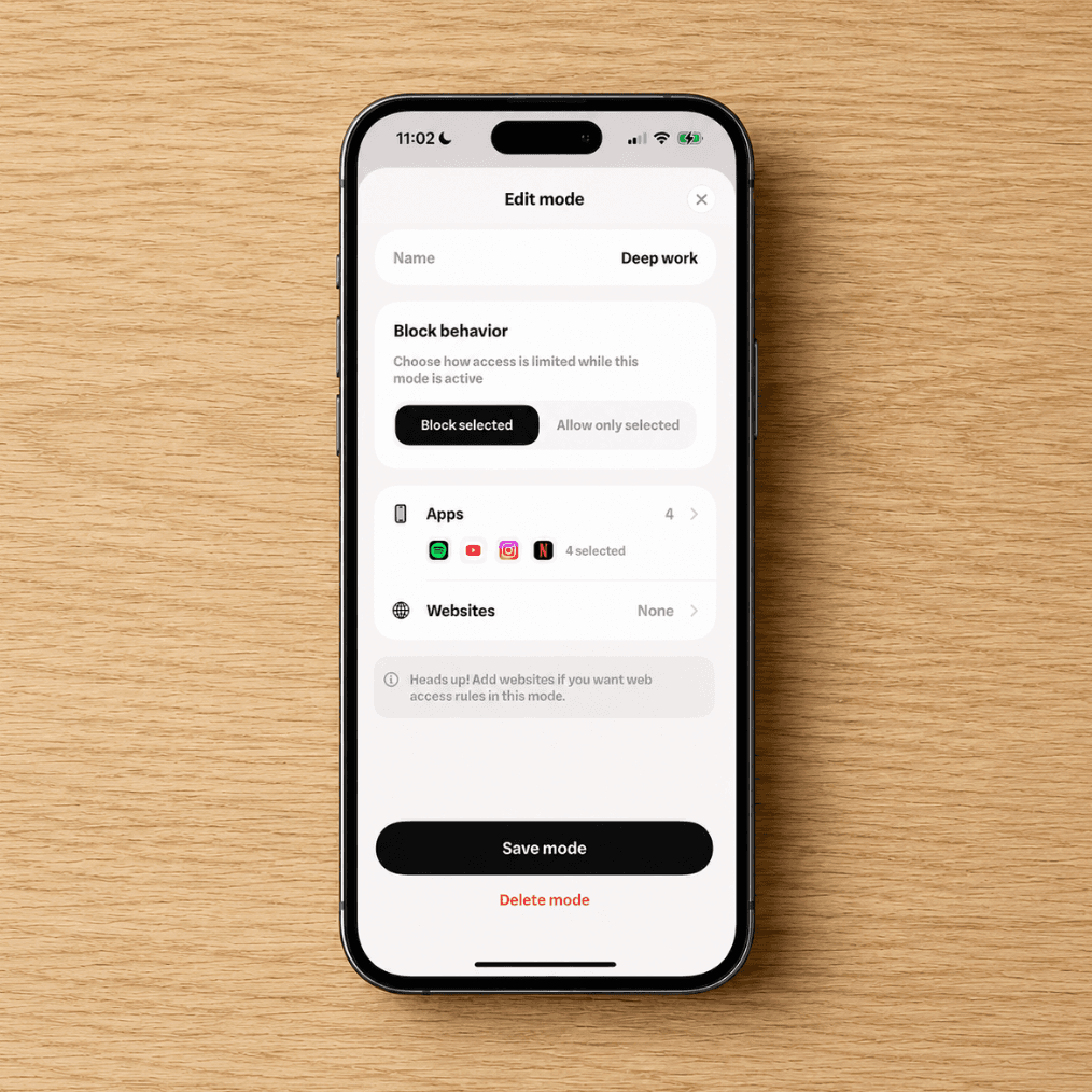 Slate app screen for choosing which apps to block